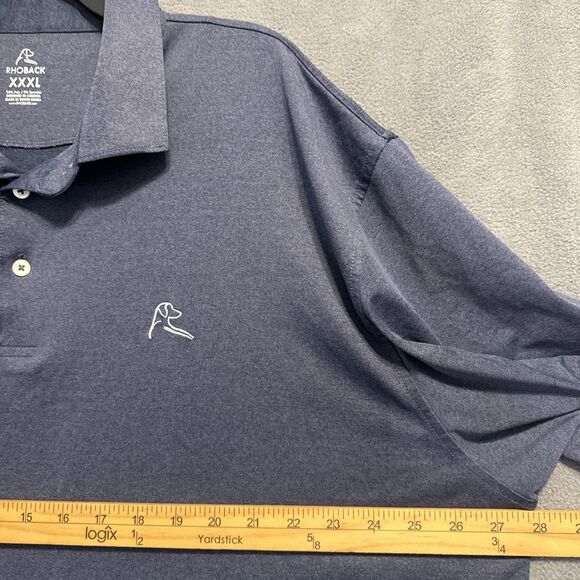 Rhoback Performance Polo Mens XXXL 3XL Solid Blue Heathered Golf Active - Picture 9 of 9